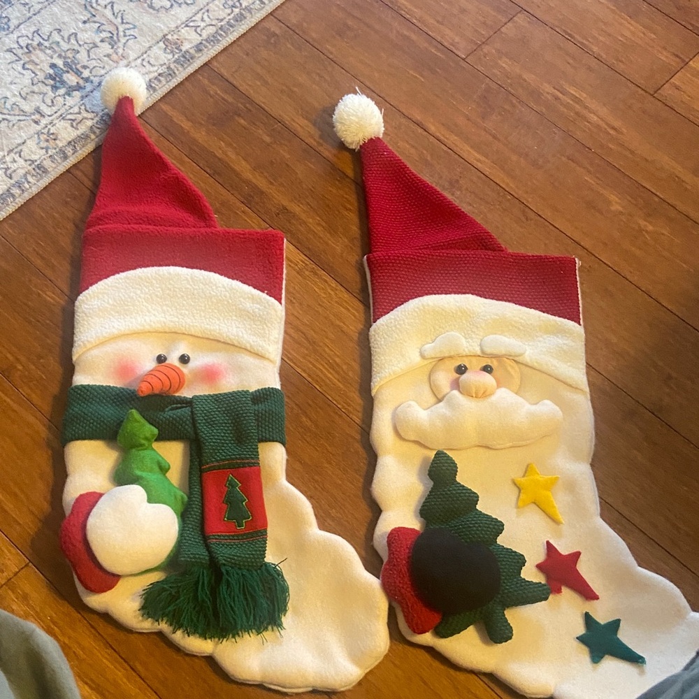 Festive Christmas Stockings with Santa and Snowman. by Prima Creations.